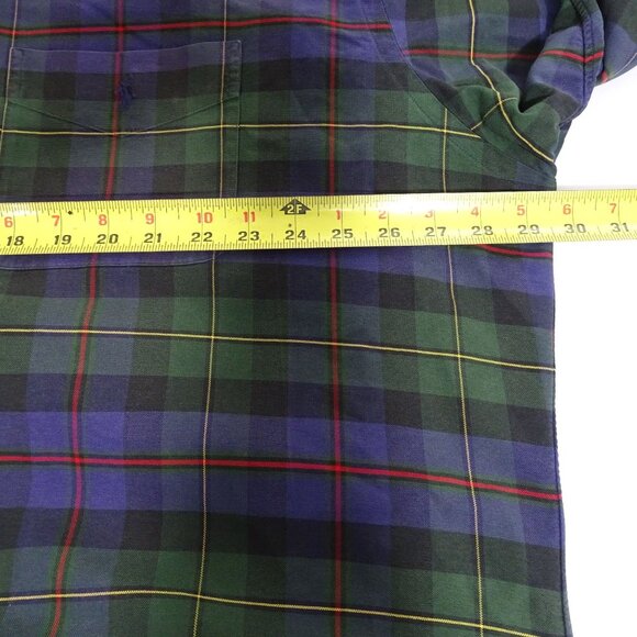 Vtg Ralph Lauren BIG Shirt Men Size XL Plaid Green Purple Button Down Long Slv - Picture 7 of 10